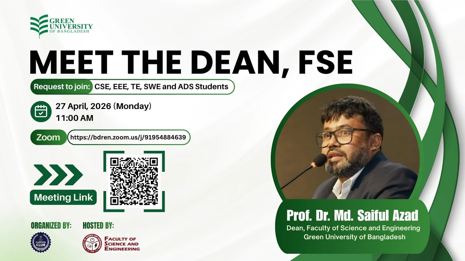 Meet the Dean: Interactive Session with FSE Students — GUCC event at Green University of Bangladesh