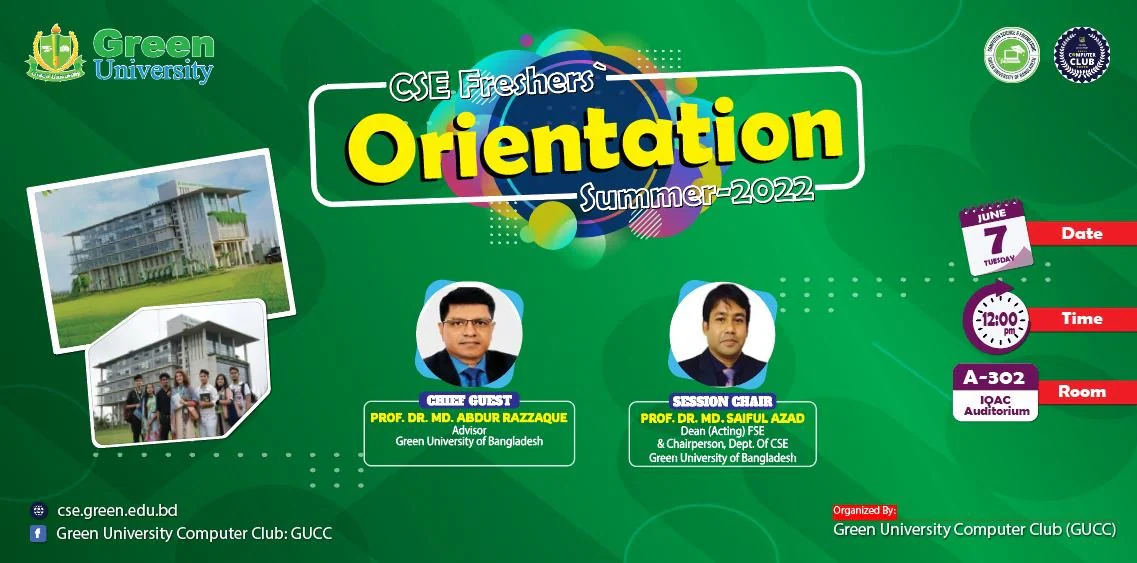 CSE Freshers' Orientation Summer 2022 — GUCC event at Green University of Bangladesh