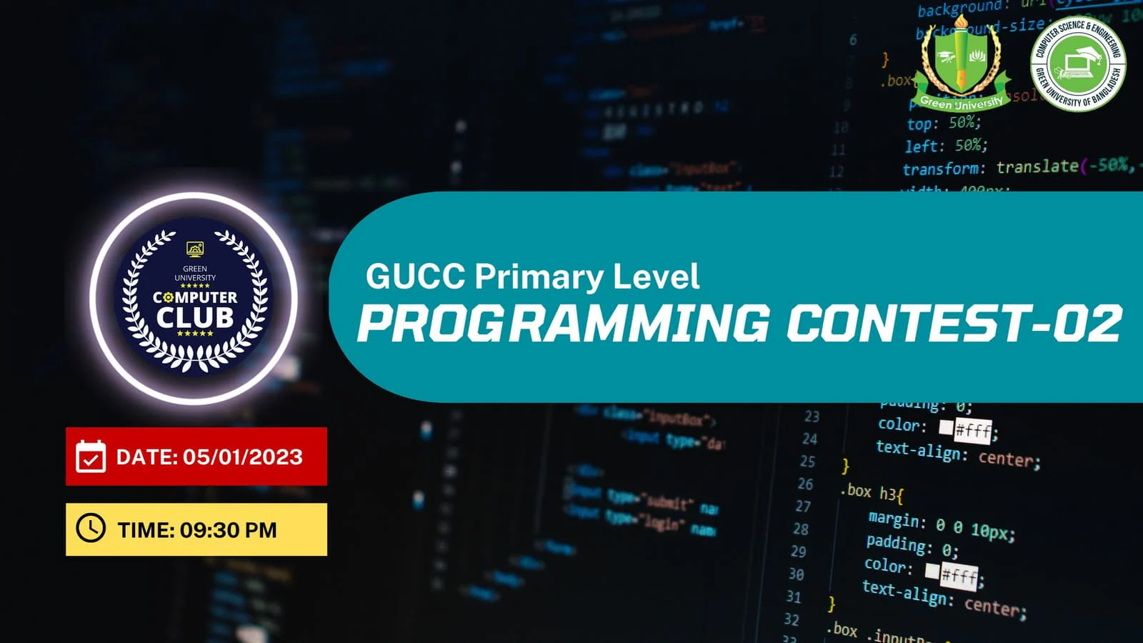GUCC Primary Level Programming Contest-02 — GUCC event at Green University of Bangladesh