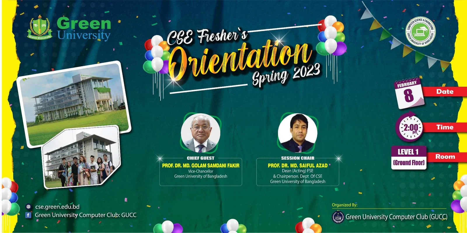 CSE Freshers' Orientation Spring 2023 — GUCC event at Green University of Bangladesh