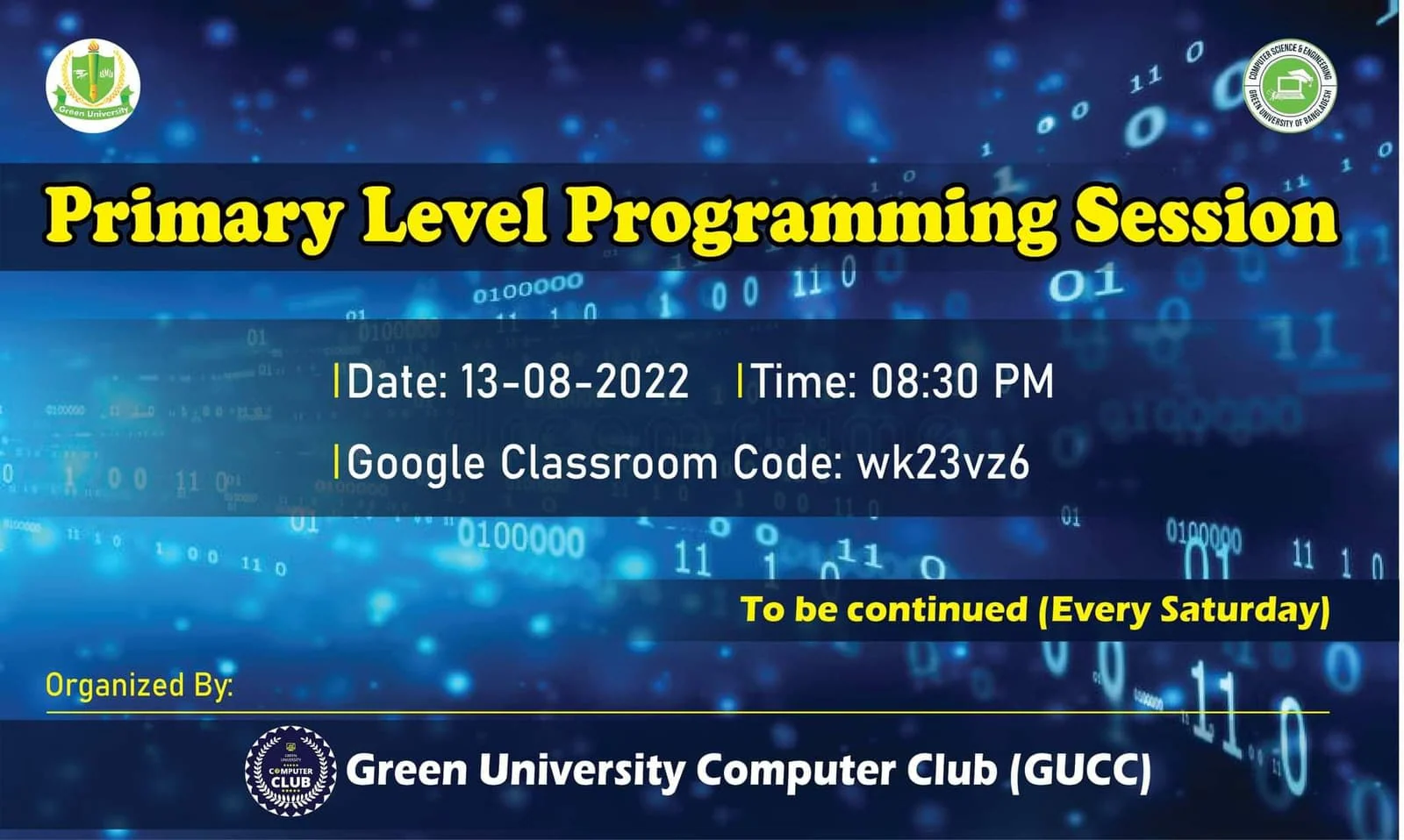 Primary Level Programming Session — GUCC event at Green University of Bangladesh
