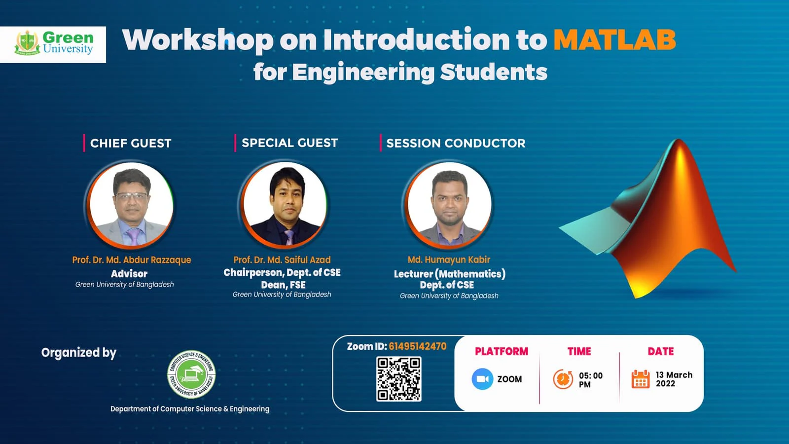 Workshop on Introduction to MATLAB for Engineering Students — GUCC event at Green University of Bangladesh