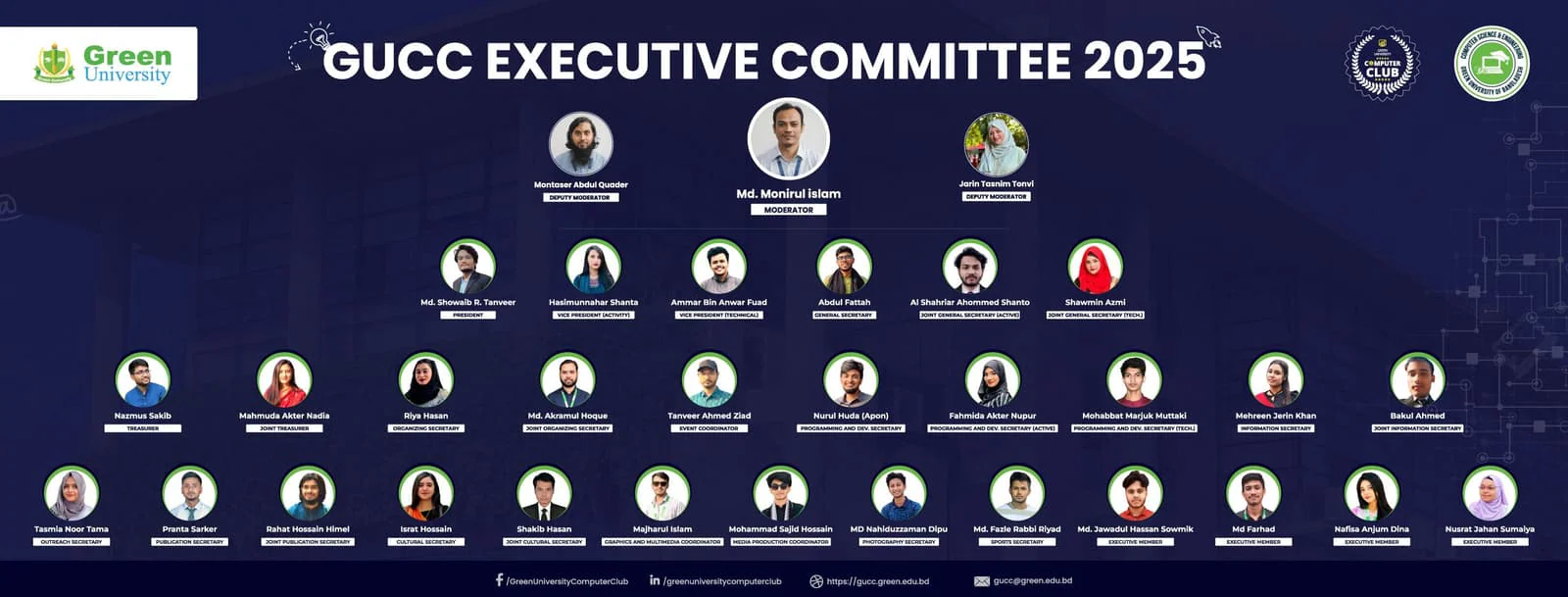 Announcement of GUCC Executive Committee 2025 — GUCC event at Green University of Bangladesh